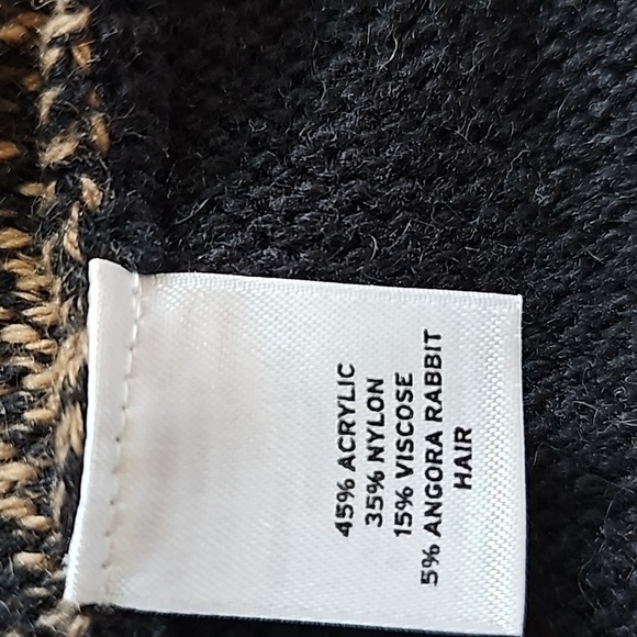 Halogen Size M Black Tan Sweater Angora Rabbit Hair - Picture 6 of 6